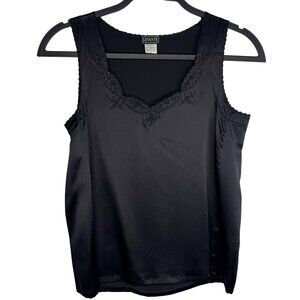 Levante Black 100% Silk Embroidered Camisole Top Size 6